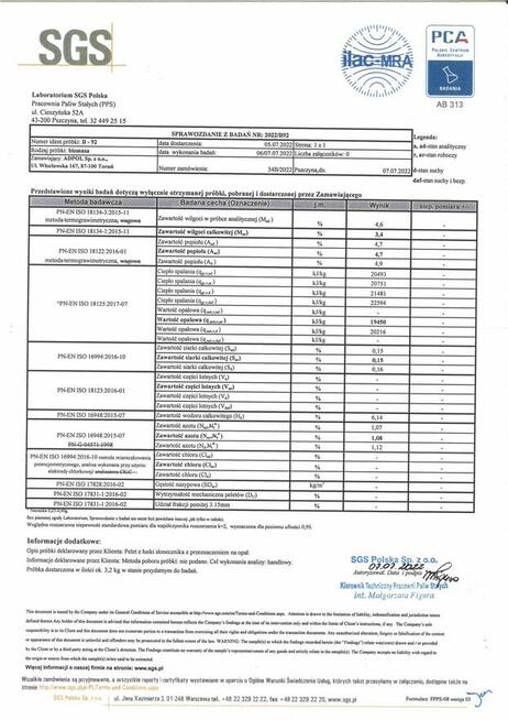 Pellet z łuski słonecznika -25 zł za 15 kg- odbiór osobisty