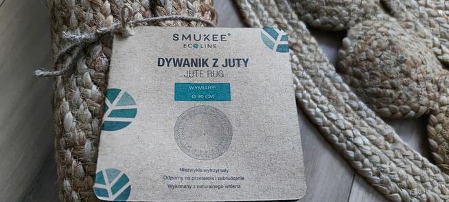 Śliczny, okrągły DYWAN naturalny z juty / boho / retro