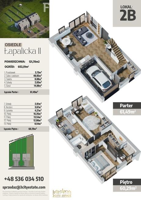 Bliźniak 121 m2 na działce 602,19 m2 - Kokoszki