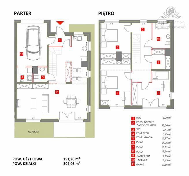 Duży dom szereg SKRAJNY o pow.151,02m2 na działce 302m2, Kąty Wrocławskie