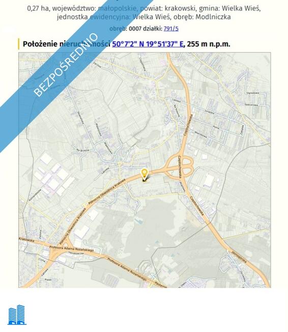 Działka usługowa w Modlniczce pod Krakowem