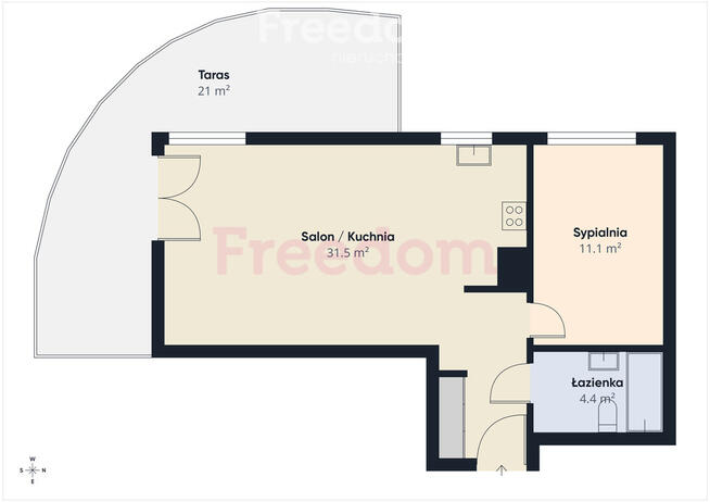 Taras 21 m², światło i styl, Dobrego Pasterza