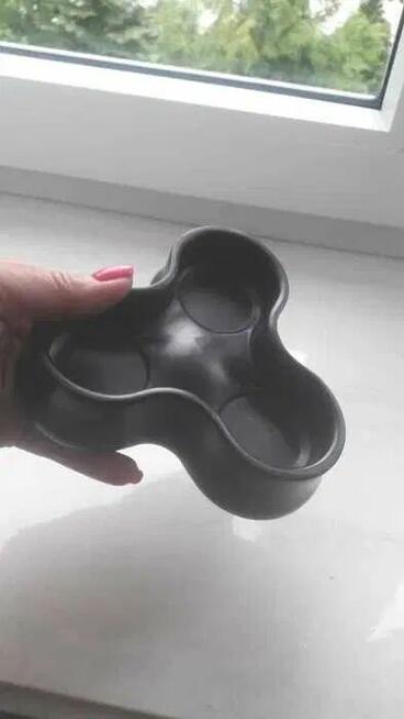 Świecznik potrójny czarny mat na świeczki podgrzewacz tealig