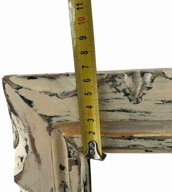 Vintage PRL – masywne rustykalne lustro z litego drewna