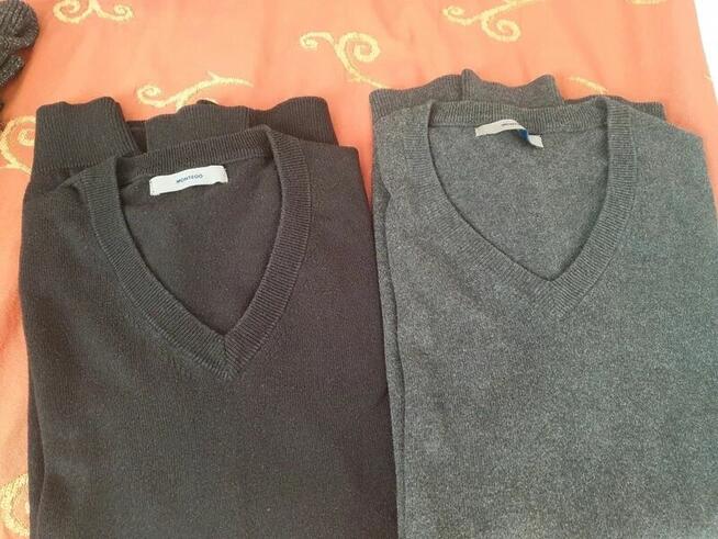 Sweter grafit + czarny w serek L Montego - 2 szt