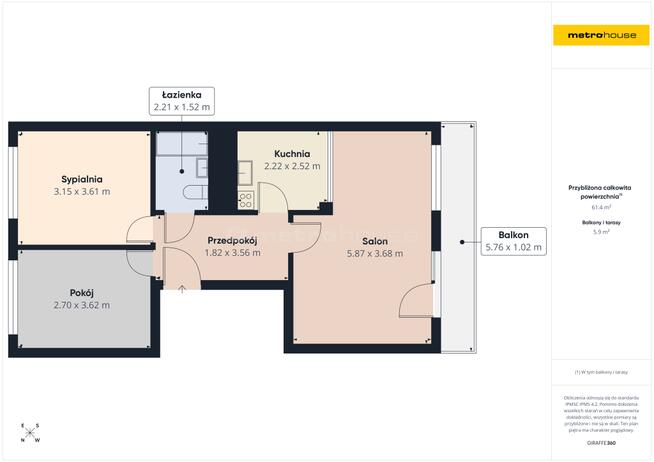 Bieruń Nowy, Granitowa 54m2, 3 pokoje, duży balkon