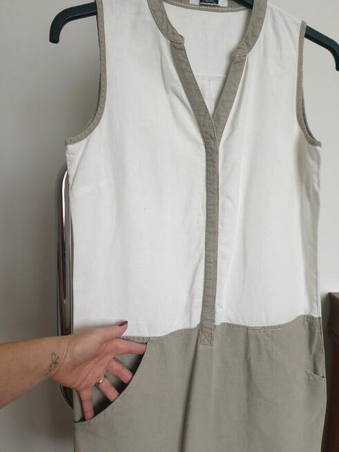 Sukienka letnia szmizjerka M krem khaki len + wiskoza NEXT