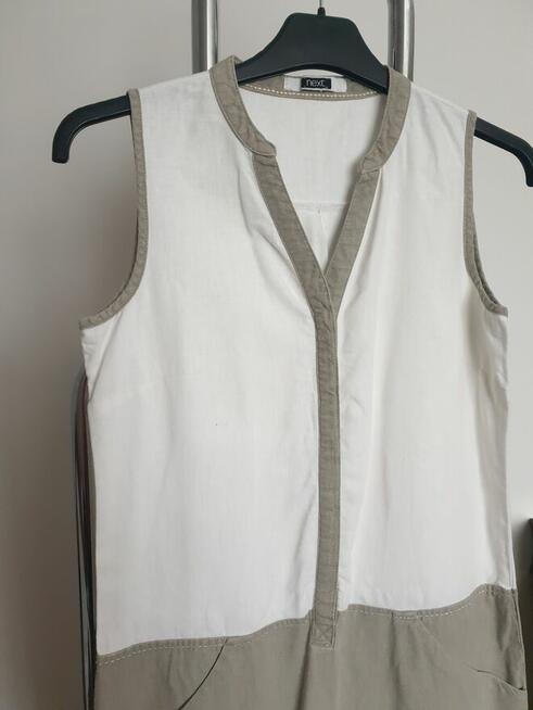 Sukienka letnia szmizjerka M krem khaki len + wiskoza NEXT