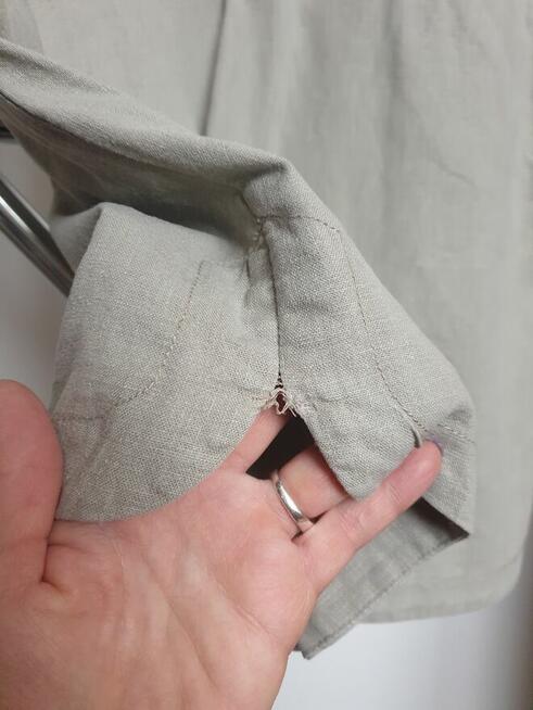 Sukienka letnia szmizjerka M krem khaki len + wiskoza NEXT