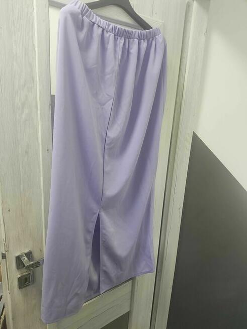 Spódnica Długa maxi trapezowa spódniczka fioletowa Damska