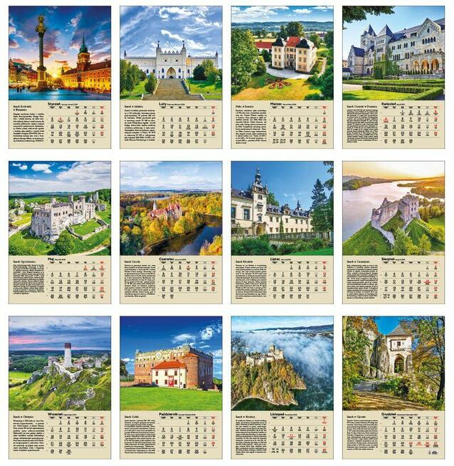 Kalendarze 2026 13 kartek faceci zamki lub zwierzaki