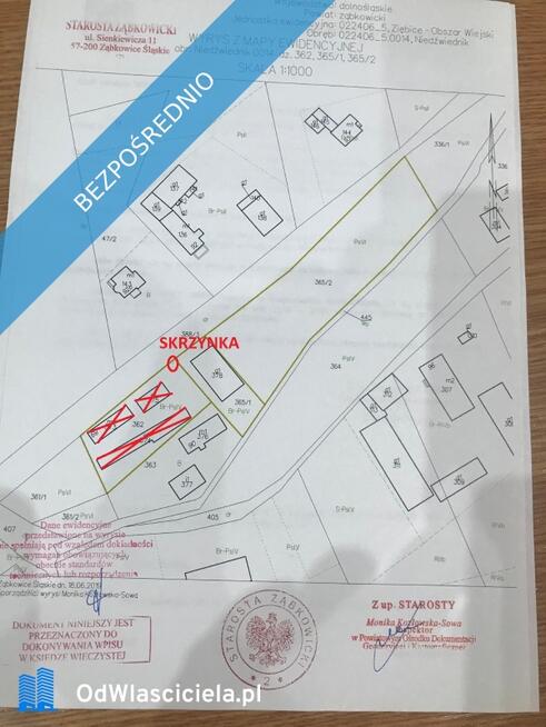 Działka siedliskowa 4200m2 we wsi Niedźwiednik 57-224 w rejonie Ziębic