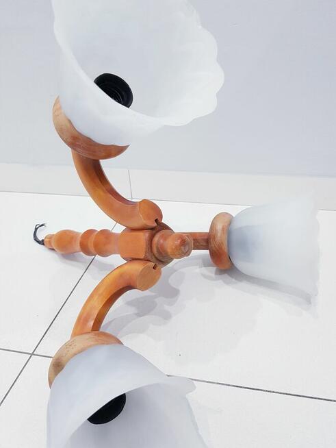 Stary drewniany żyrandol J.Zaranek z defektem