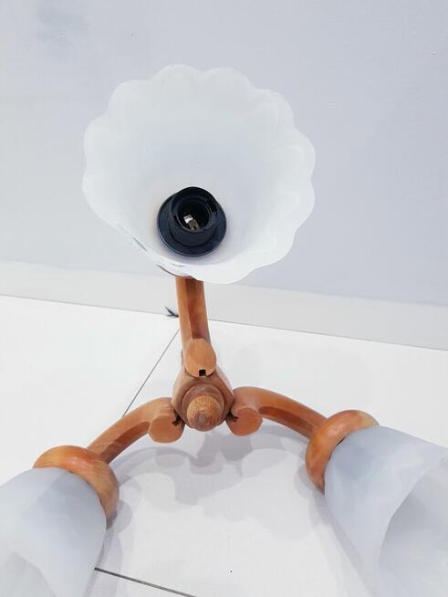 Stary drewniany żyrandol J.Zaranek z defektem