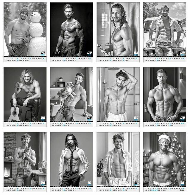 Kalendarze 2026 13 kartek faceci zamki lub zwierzaki