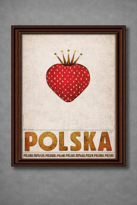 Plakat A3 Polska truskawka vintage style