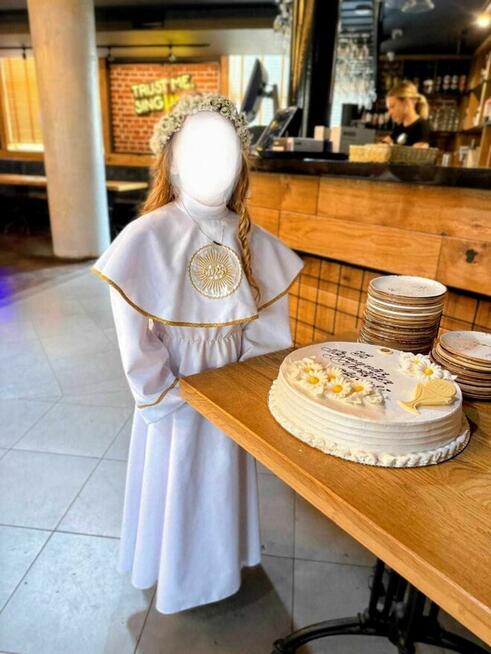 Suknia komunijna dziewczęca biała, stan idealny, komplet