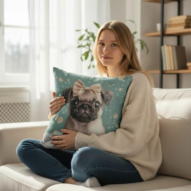 Poduszka Pies Mopsik - Poduszka Dekoracyjna