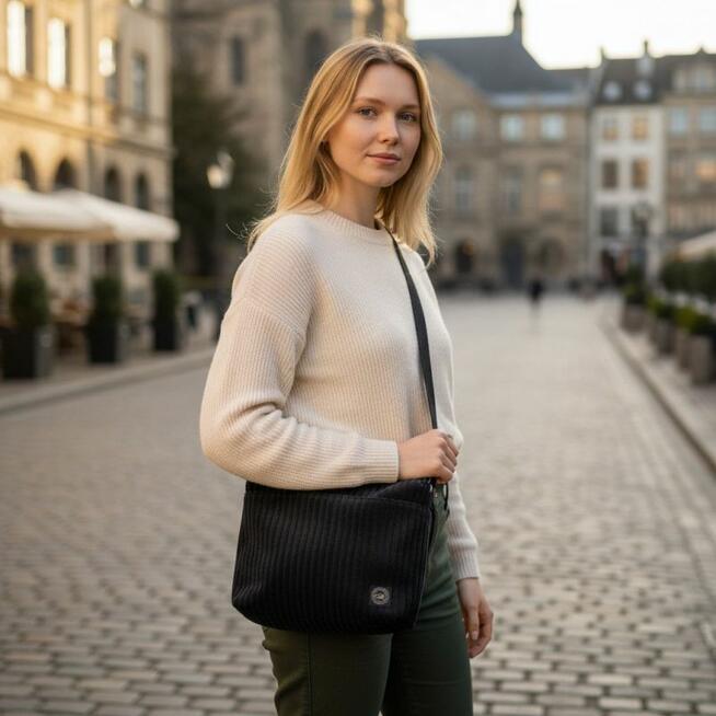 Torebka Sztruksowa w kolorze Czarnym