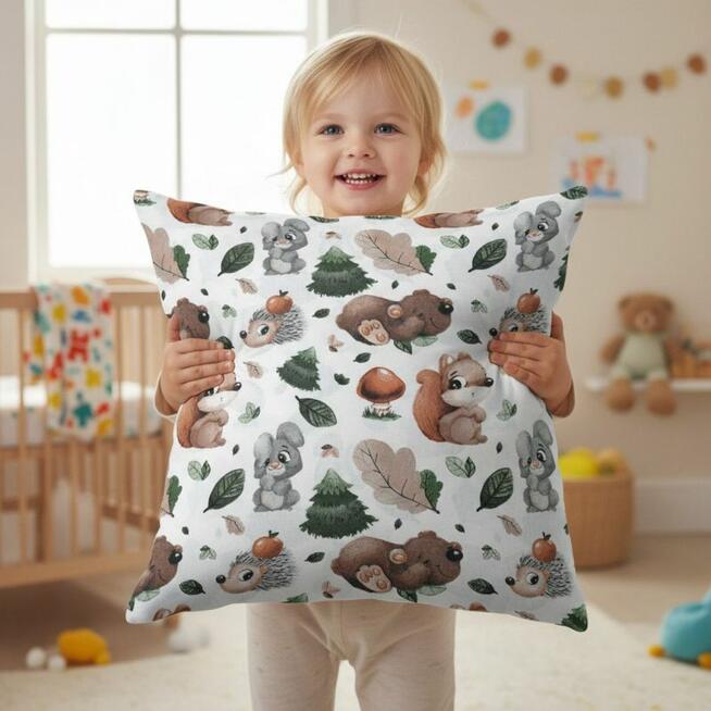 Bawełniana Poszewka Na Poduszkę 40x40 – Jeżyk, Miś i Spółka