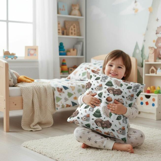 Bawełniana Poszewka Na Poduszkę 50x50 – Jeżyk, Miś i Spółka