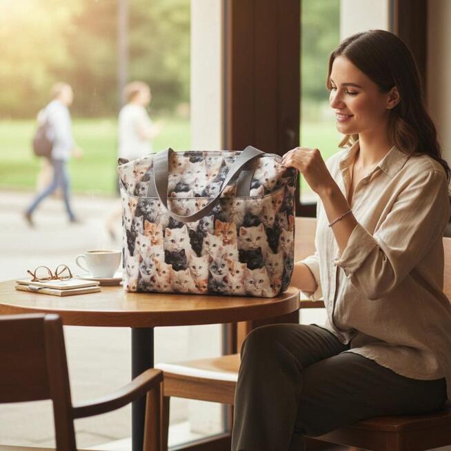 Torbo Plecak Damski 3w1 z motywem kotów