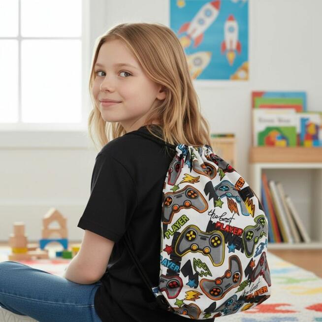 Bawełniany Worek do Przedszkola – Gamepad dla Gracza