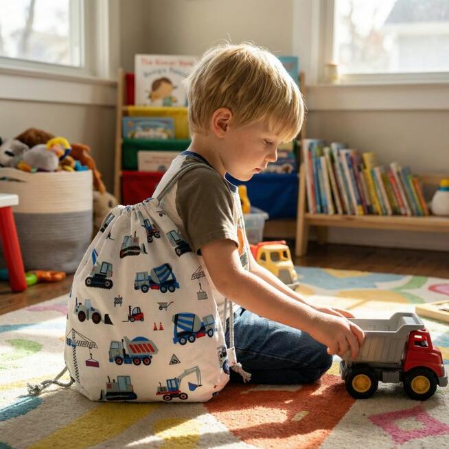 Bawełniany Worek do Przedszkola – Maszyny Budowlane