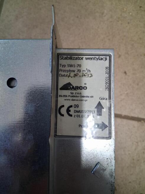 Stabilizator wentylacji z kasetą dolotową fi 125