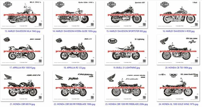 Grafiki motocykle do druku kubki, poduszki, odzież