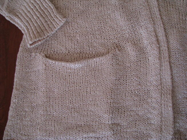 Kardigan blezer tunika narzutka długi sweter kieszenie XL