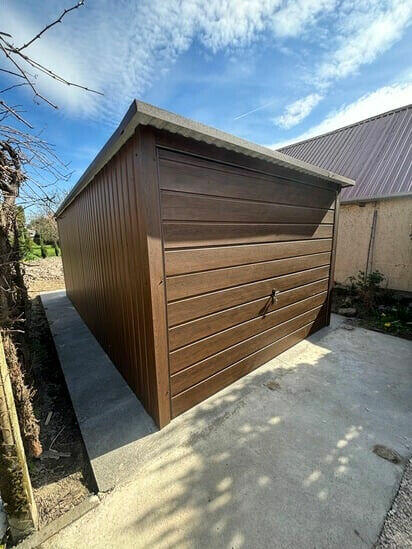 Garaż blaszany 3x5 drewnopodobny jednospadowy