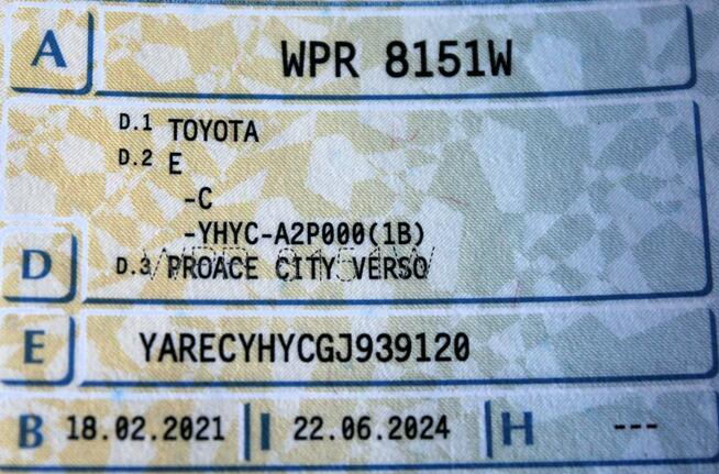Toyota Proace City Verso SalonPL Rej.2021r ASO Hak Tempomat Parktronic