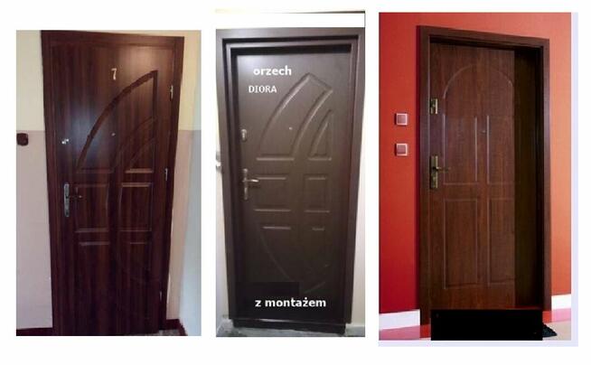 Drzwi z montażem zewnętrzne wejściowe, wewnątrzklatkowe