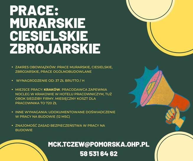 Prace budowlane - Kraków z zakwaterowaniem