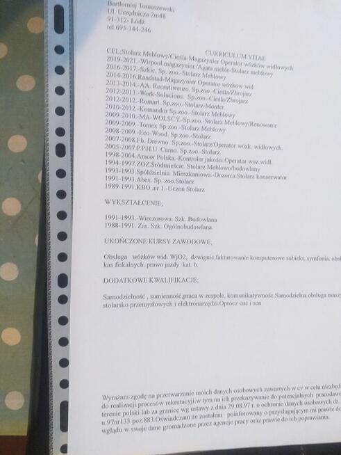 Samodzielny Stolarz Meblowo budowlany