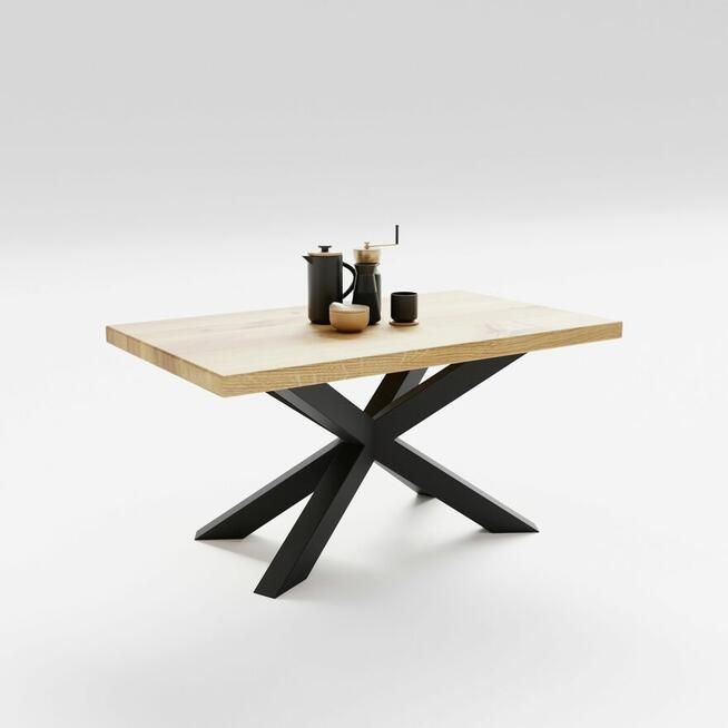 Stolik kawowy pająk ze stali i drewna 100x60x42cm