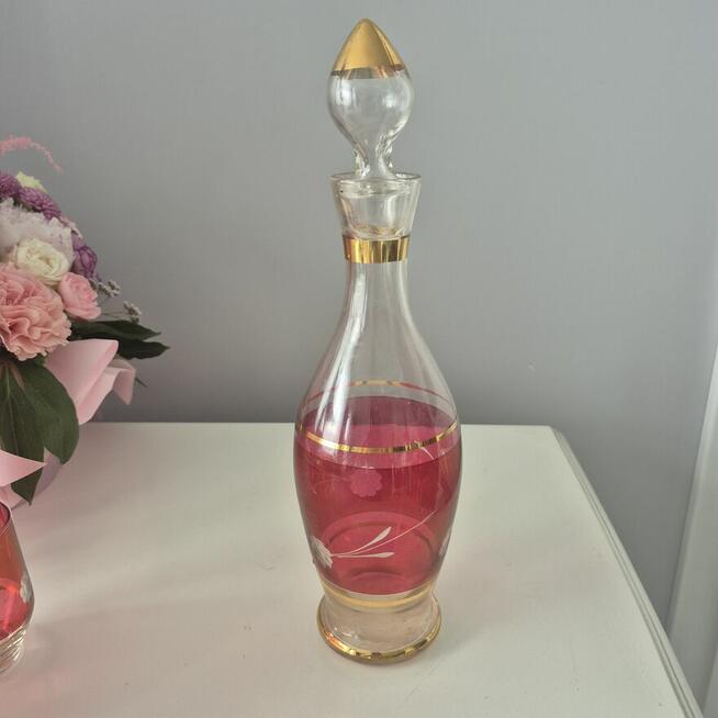 Karafka i szklaneczki do wina PRL