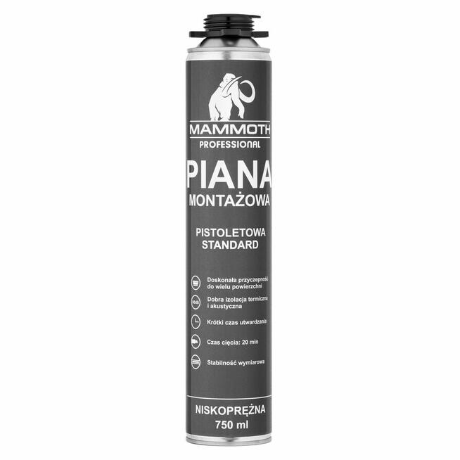 Piana montażowa pistoletowa niskoprężna 750 ml zestaw 12 szt