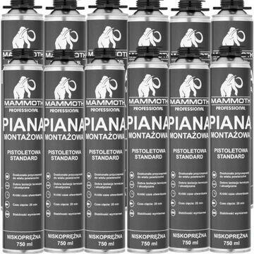 Piana montażowa pistoletowa niskoprężna 750 ml zestaw 12 szt