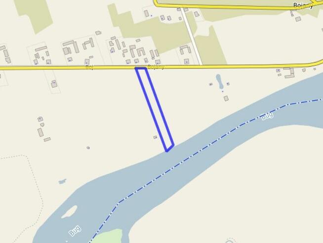 Działka z linią brzegową nad Bugiem w Bojanach, gmina Brok