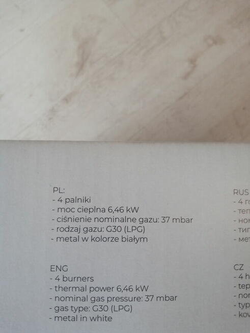Kuchenka RAVANSON gazowa 4 palnikowa 6.46kW