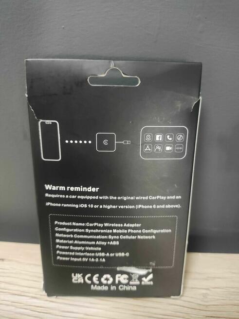Bezprzewodowy adapter samochodowy Carplay do auta samochodu