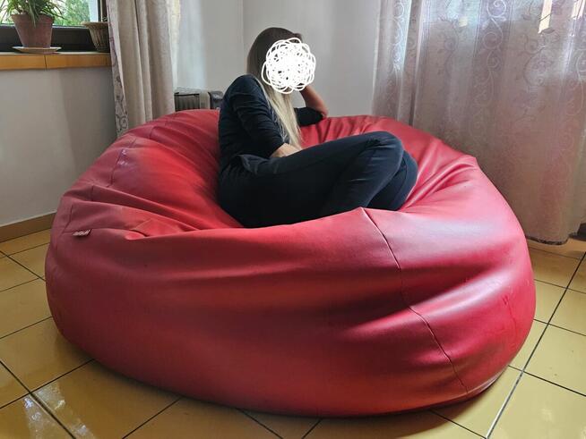 Duża czerwona pufa sofa Fatty 2 os.- Mega wygodna - Ekoskóra