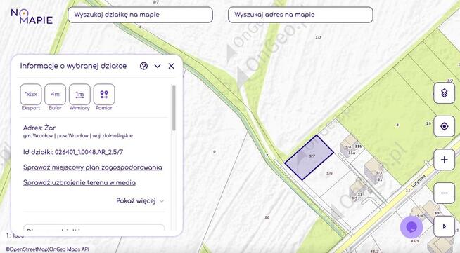 Działka budowlana 1000 m² | Wrocław - Żar | Media