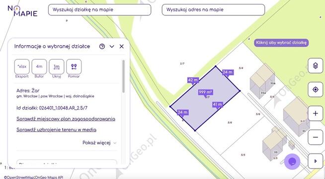 Działka budowlana 1000 m² | Wrocław - Żar | Media