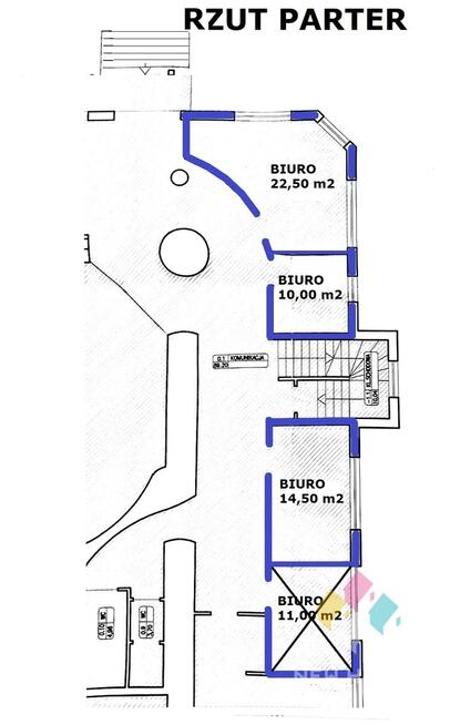 4 pomieszczenia biurowe 46m2 - parter, parking