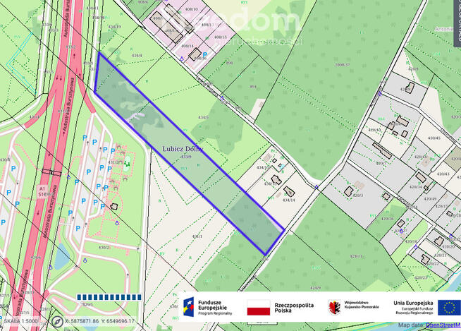 Działka usługowa w Lubiczu Dolnym
