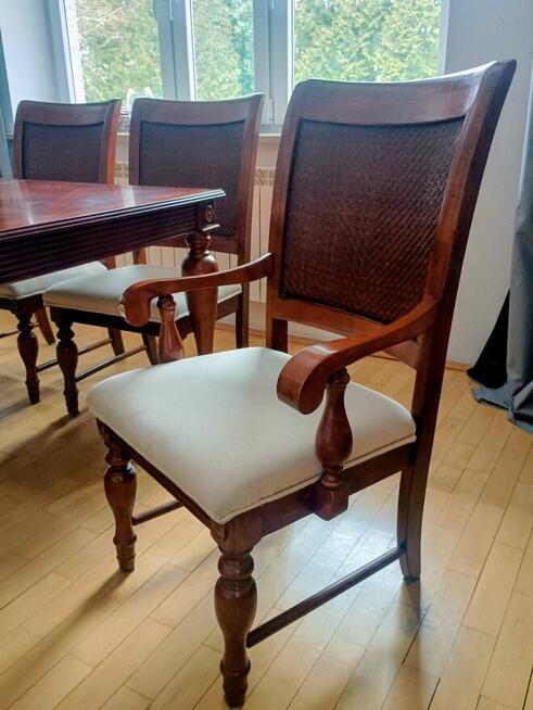 Stół jadalny, rozkładany z 6 krzesłami antyk