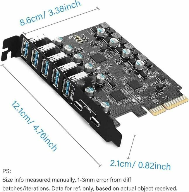 Adapter Kontroler Karta rozszerzeń HUB USB3.0 USBC PCI PCIe